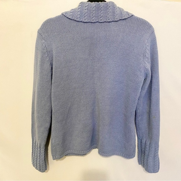 Talbots Vintage 90s baby blue cable knit chunky Cottage Coastal Cardigan Small - Picture 6 of 8